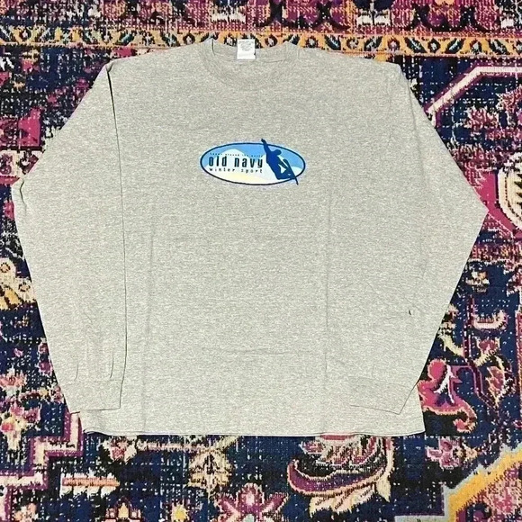Men’s Old Navy Winter Sport Long Sleeve T-Shirt Gray Size Medium - Picture 1 of 1